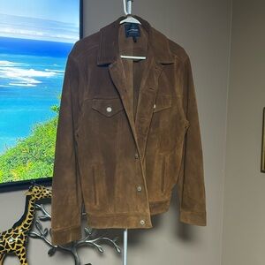 Lucky Brand 100% Suede Genuine Leather Trucker Jacket L